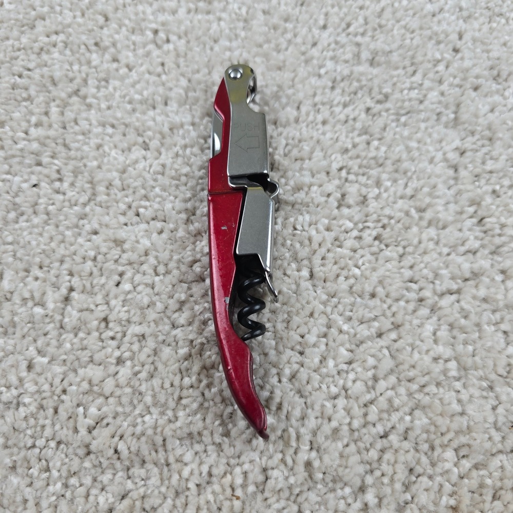 Rabbit Waiters Corkscrew Red 2-Step Zippity Wine Opener Foil Cutter